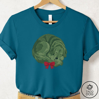 Golden Retriever Wreath T-Shirt Deep Teal Taco-Dog