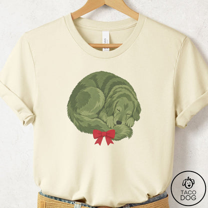 Golden Retriever Wreath T-Shirt Natural Taco-Dog