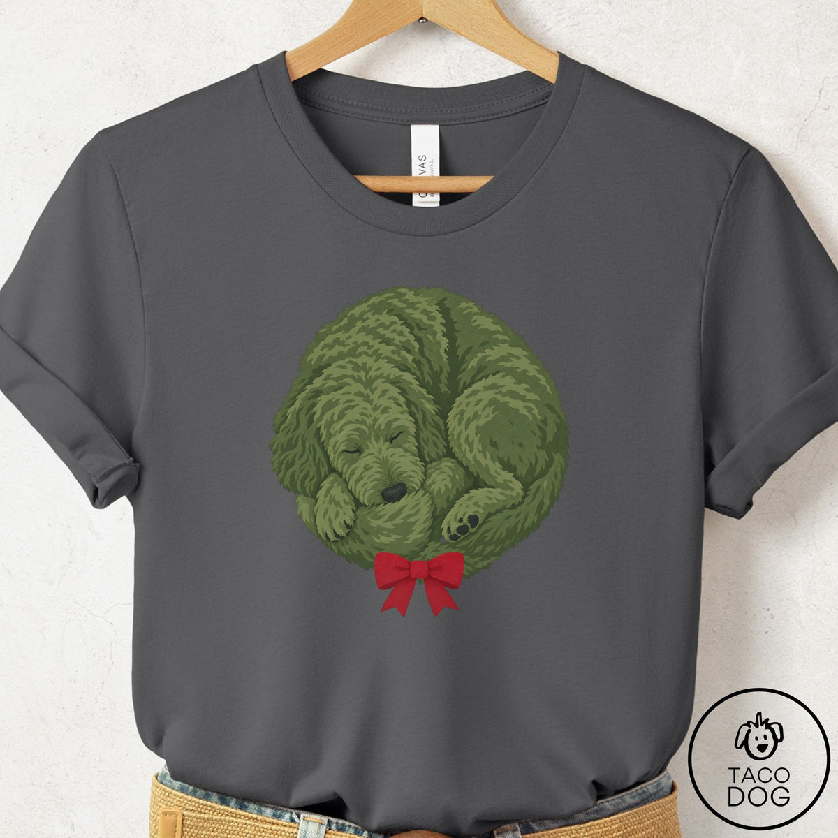 Doodle Wreath T-Shirt Asphalt Taco-Dog