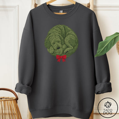 Doodle Wreath Sweatshirt Charcoal Taco-Dog