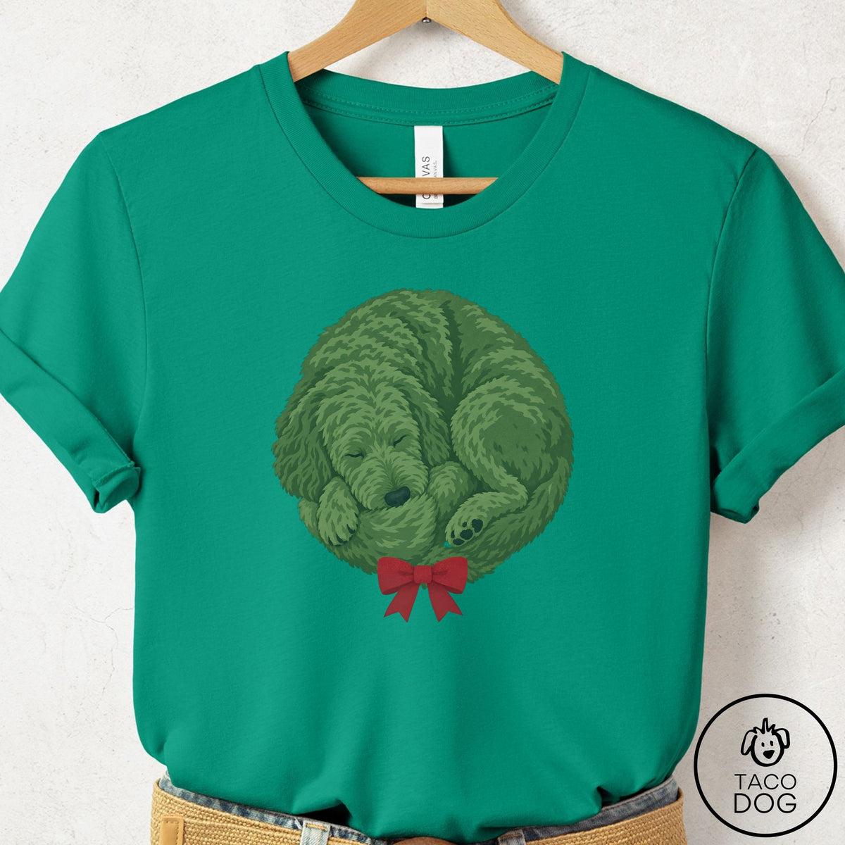 Doodle Wreath T-Shirt Kelly Taco-Dog