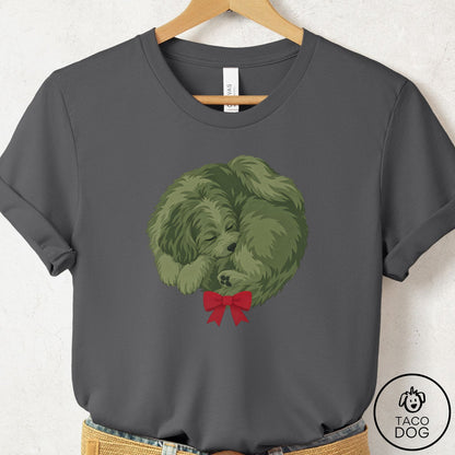 Havanese Wreath T-Shirt Asphalt Taco-Dog