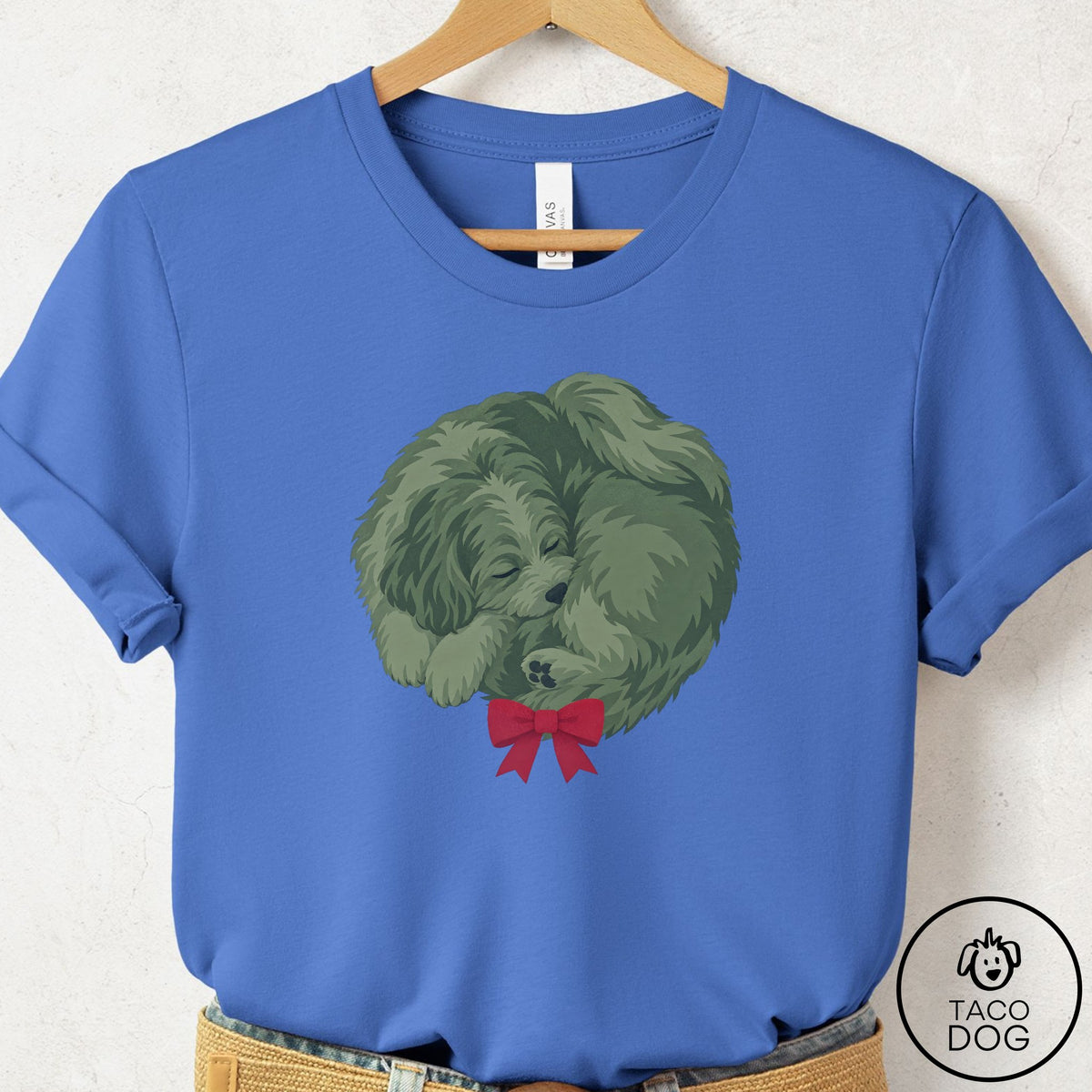 Havanese Wreath T-Shirt Columbia Blue Taco-Dog