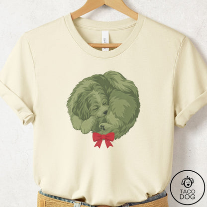 Havanese Wreath T-Shirt Natural Taco-Dog