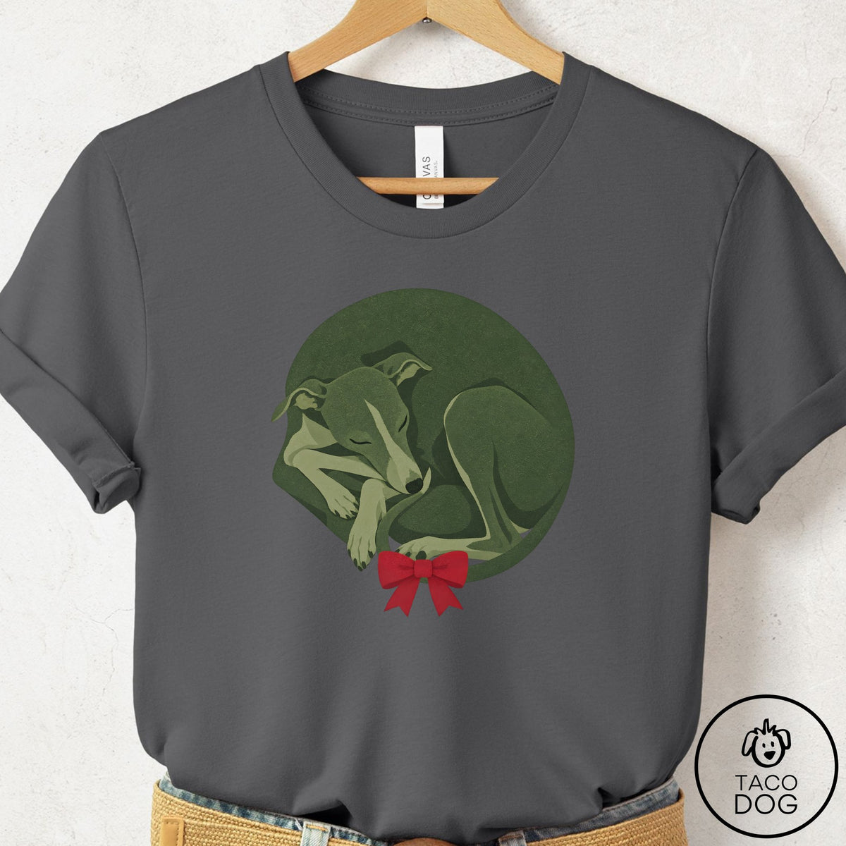 Italian Greyhound Whippet Wreath T-Shirt Asphalt Taco-Dog