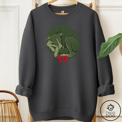 Italian Greyhound Whippet Wreath Sweatshirt Charcoal Taco-Dog