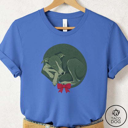 Italian Greyhound Whippet Wreath T-Shirt Columbia Blue Taco-Dog