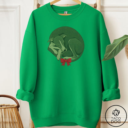 Italian Greyhound Whippet Wreath Sweatshirt Irish Green Taco-Dog