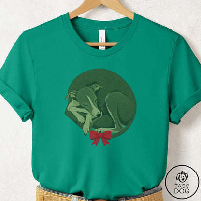 Italian Greyhound Whippet Wreath T-Shirt Kelly Taco-Dog