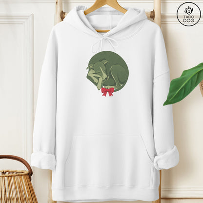Italian Greyhound Whippet Wreath Hoodie White Taco-Dog
