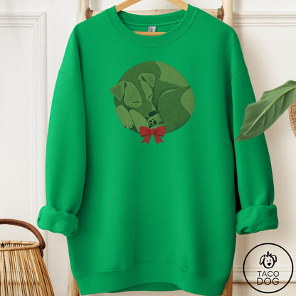 Jack Russell Wreath Sweatshirt Irish Green Taco-Dog
