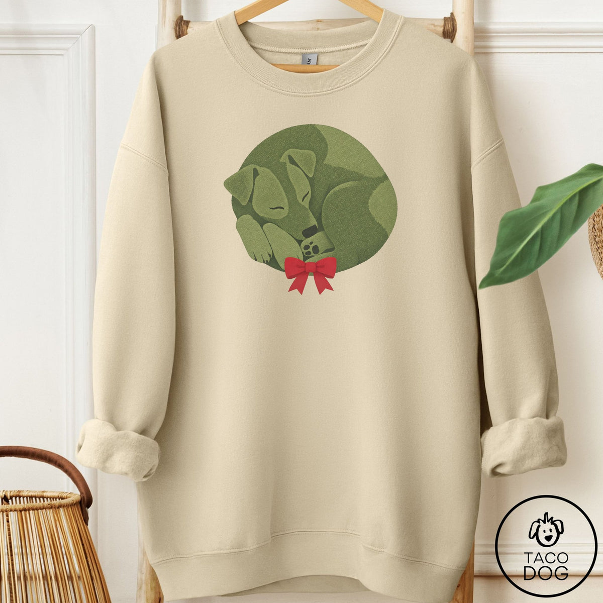 Jack Russell Wreath Sweatshirt Sand Taco-Dog