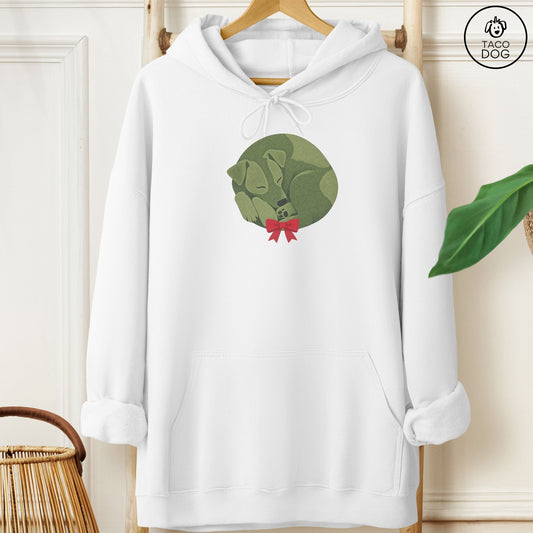 Jack Russell Wreath Hoodie White Taco-Dog