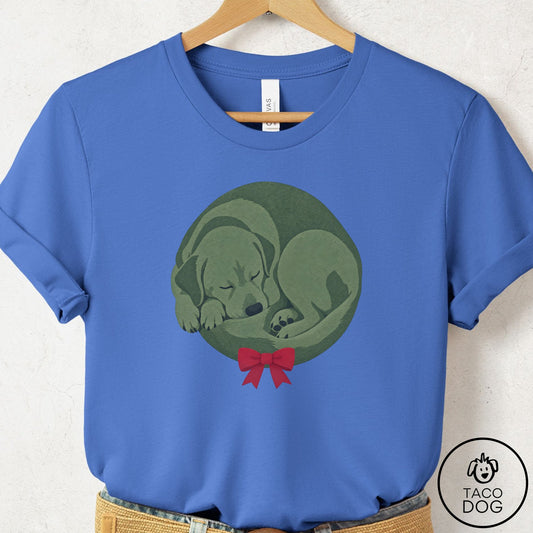 Labrador Retriever Wreath T-Shirt Columbia Blue Taco-Dog