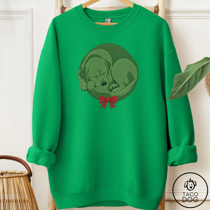 Labrador Retriever Wreath Sweatshirt Irish Green Taco-Dog