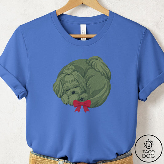 Maltese Wreath T-Shirt Columbia Blue Taco-Dog