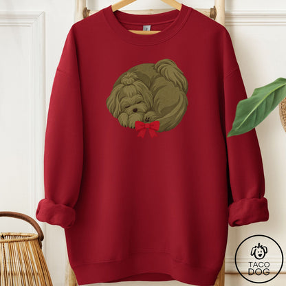 Maltese Wreath Sweatshirt Garnet Taco-Dog