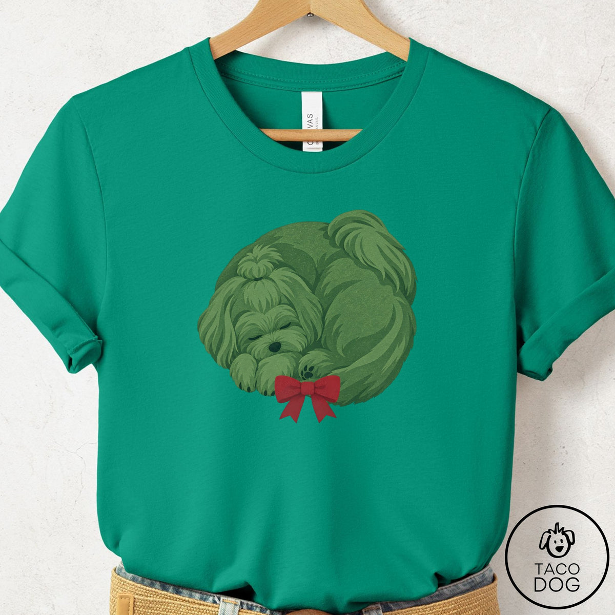 Maltese Wreath T-Shirt Kelly Taco-Dog