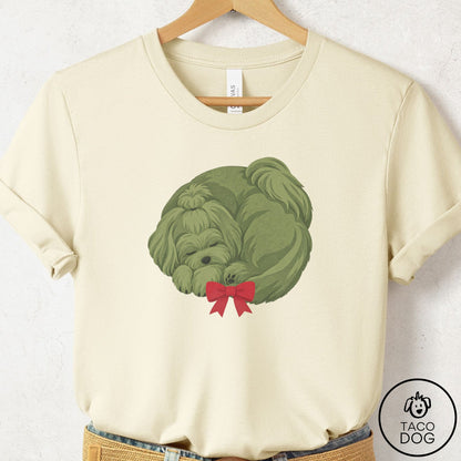 Maltese Wreath T-Shirt Natural Taco-Dog