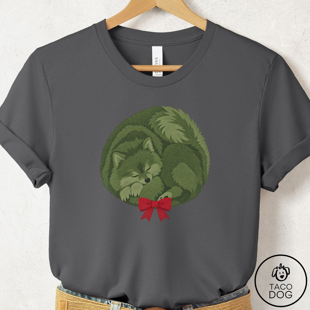 Pomeranian Wreath T-Shirt Asphalt Taco-Dog