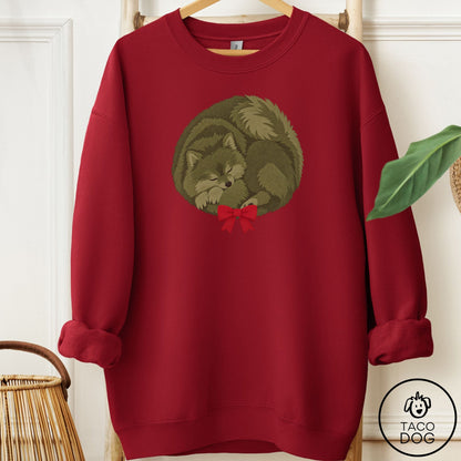 Pomeranian Wreath Sweatshirt Garnet Taco-Dog
