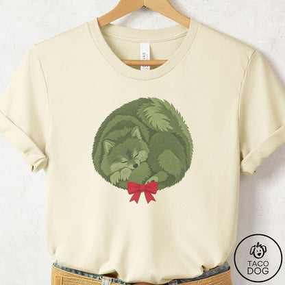 Pomeranian Wreath T-Shirt Natural Taco-Dog