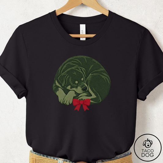 Rottweiler Wreath T-Shirt Black Taco-Dog