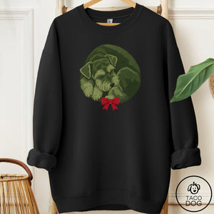 Schnauzer Wreath Sweatshirt Black Taco-Dog
