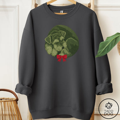 Schnauzer Wreath Sweatshirt Charcoal Taco-Dog