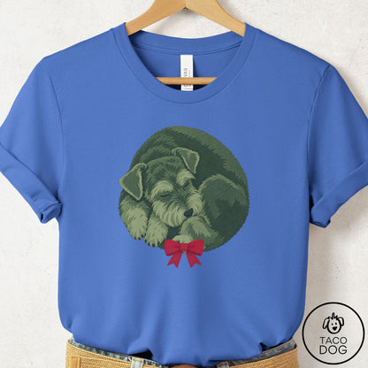 Schnauzer Wreath T-Shirt Columbia Blue Taco-Dog