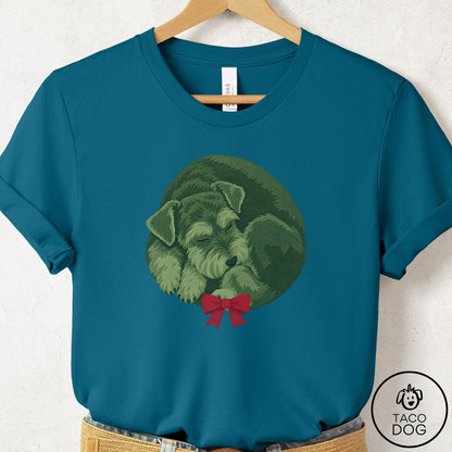 Schnauzer Wreath T-Shirt Deep Teal Taco-Dog