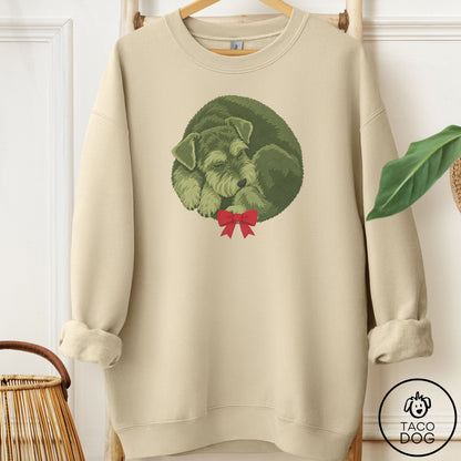 Schnauzer Wreath Sweatshirt Sand Taco-Dog