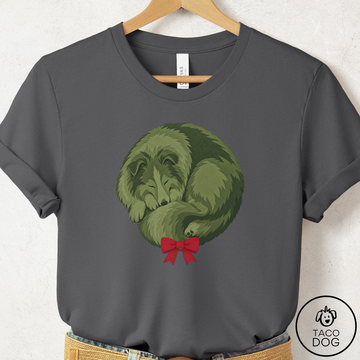 Shetland Sheepdog Wreath T-Shirt Asphalt Taco-Dog