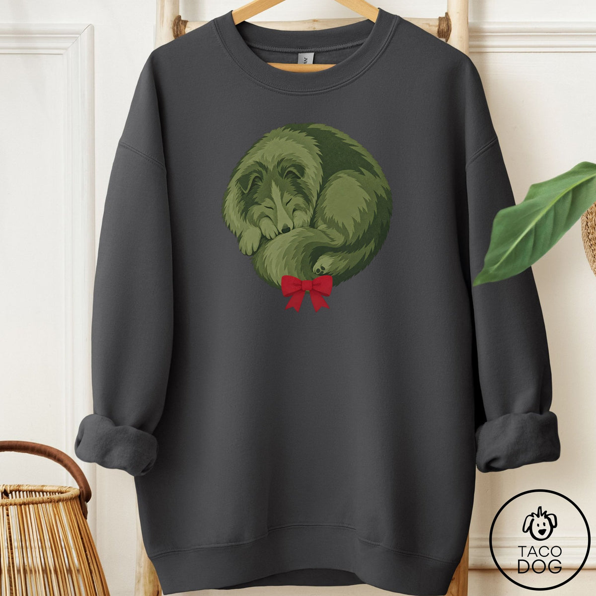 Shetland Sheepdog Wreath Sweatshirt Charcoal Taco-Dog