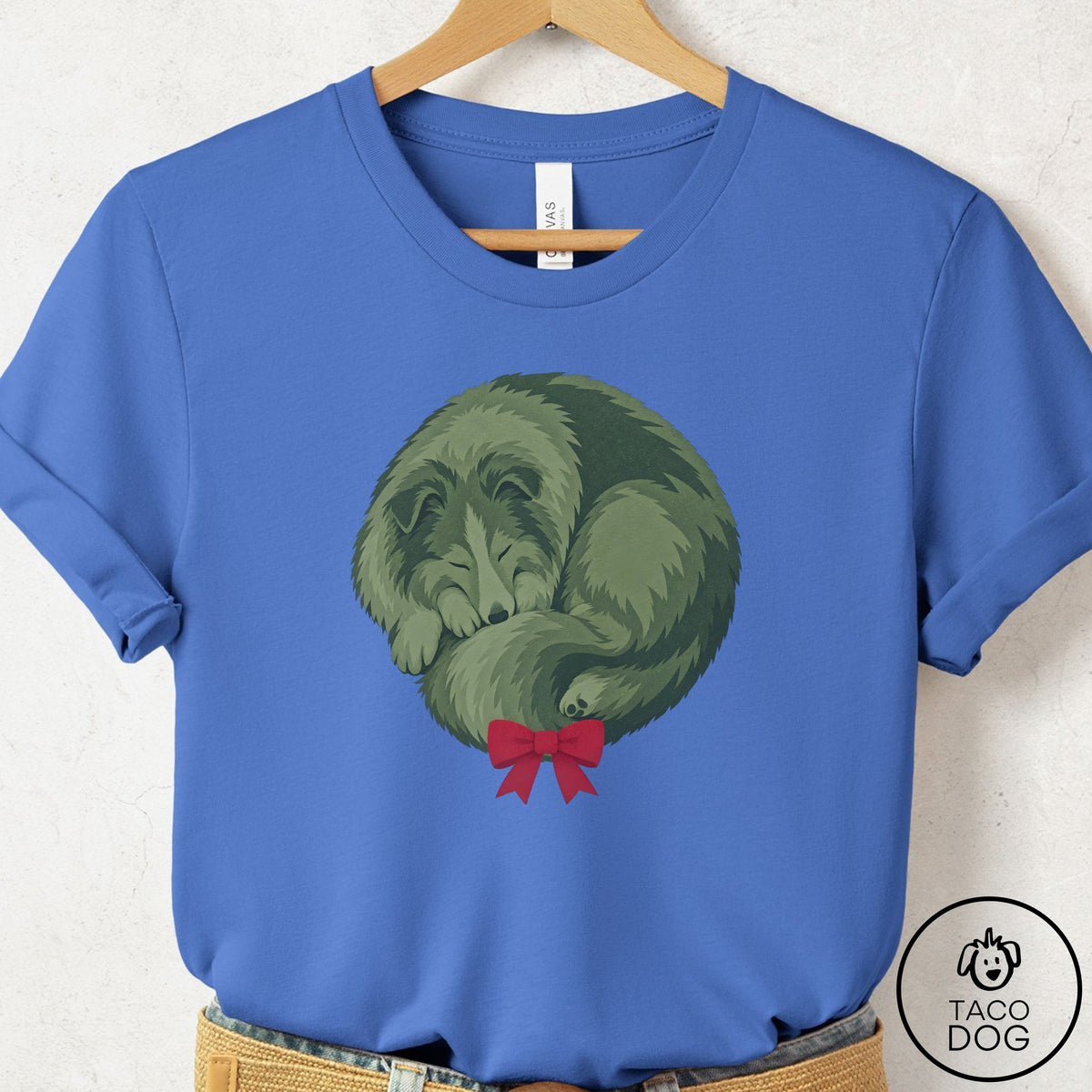 Shetland Sheepdog Wreath T-Shirt Columbia Blue Taco-Dog