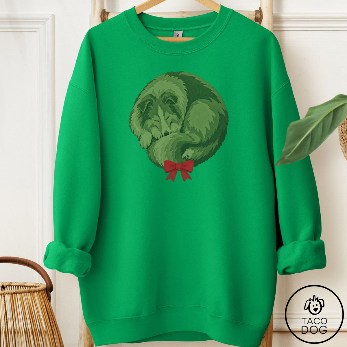 Shetland Sheepdog Wreath Sweatshirt Irish Green Taco-Dog