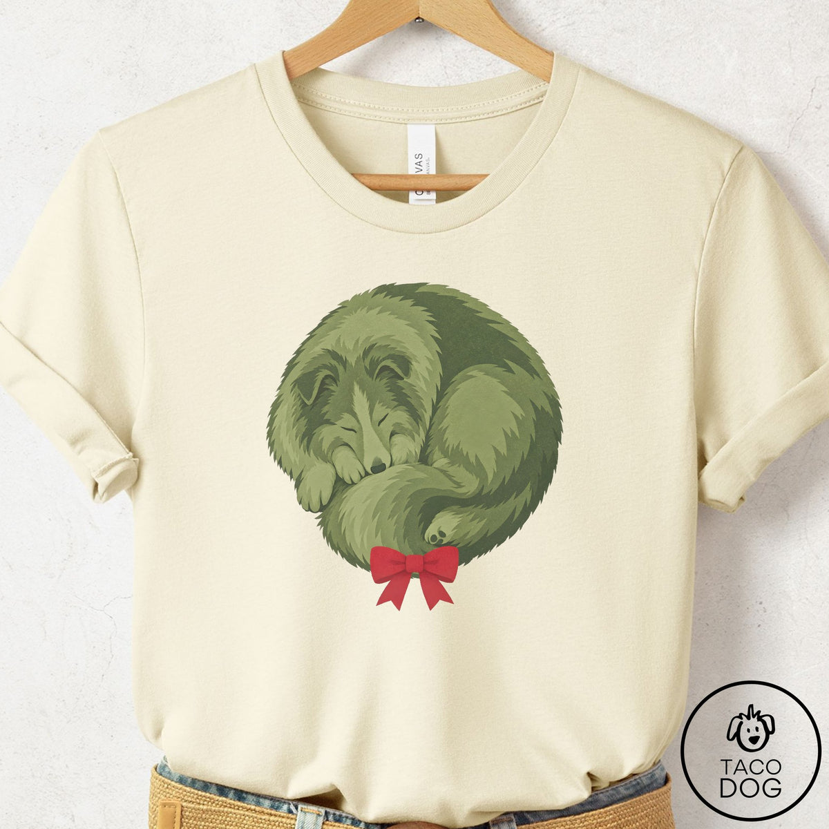 Shetland Sheepdog Wreath T-Shirt Natural Taco-Dog