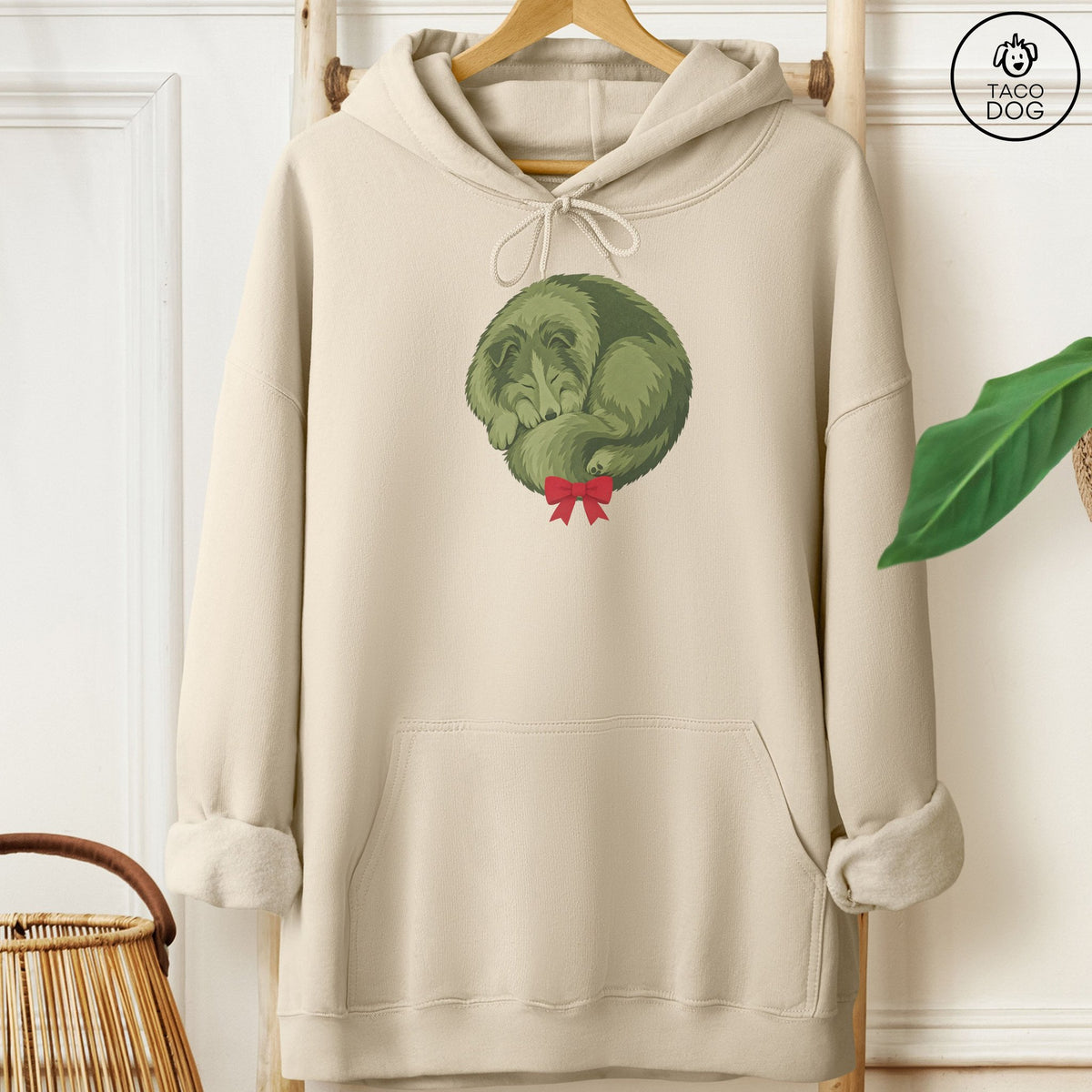 Shetland Sheepdog Wreath Hoodie Sand Taco-Dog