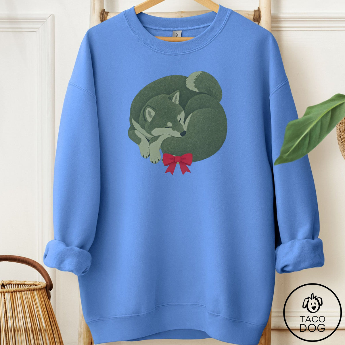 Shiba Inu Wreath Sweatshirt Carolina Blue Taco-Dog