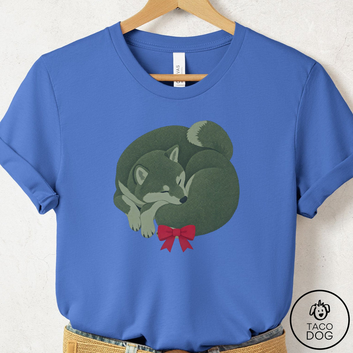 Shiba Inu Wreath T-Shirt Columbia Blue Taco-Dog