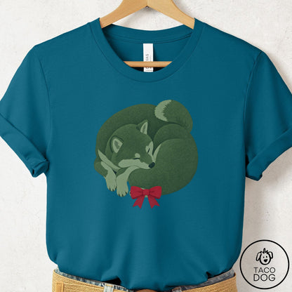 Shiba Inu Wreath T-Shirt Deep Teal Taco-Dog