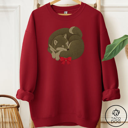 Shiba Inu Wreath Sweatshirt Garnet Taco-Dog