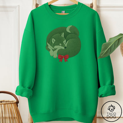 Shiba Inu Wreath Sweatshirt Irish Green Taco-Dog