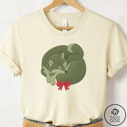 Shiba Inu Wreath T-Shirt Natural Taco-Dog