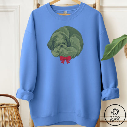 Shih Tzu Wreath Sweatshirt Carolina Blue Taco-Dog
