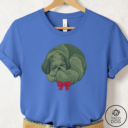 Shih Tzu Wreath T-Shirt Columbia Blue Taco-Dog