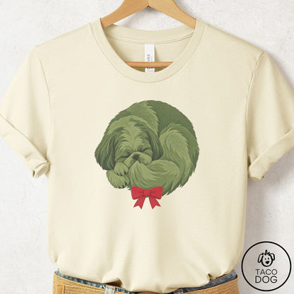 Shih Tzu Wreath T-Shirt Natural Taco-Dog