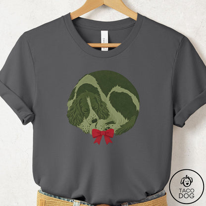 Springer Spaniel Wreath T-Shirt Asphalt Taco-Dog