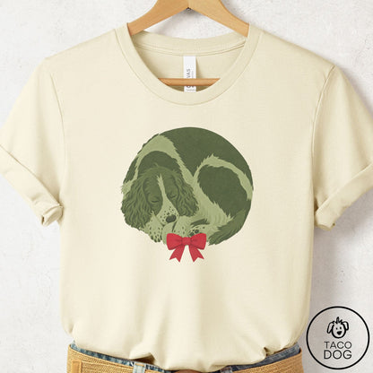 Springer Spaniel Wreath T-Shirt Natural Taco-Dog
