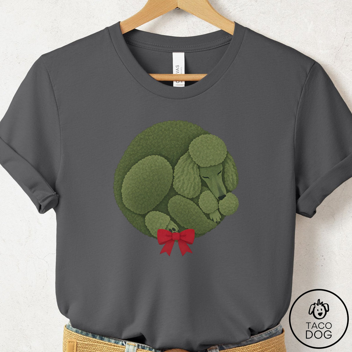 Poodle Wreath T-Shirt Asphalt Taco-Dog